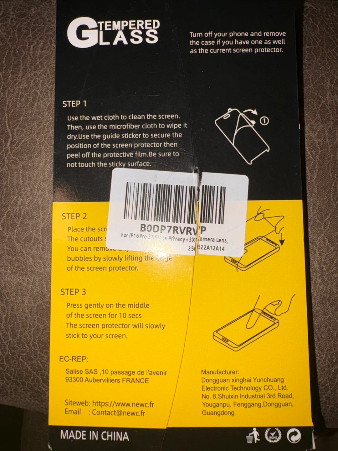 New'C Tempered Glass Screen Protector for iPhone 16 Pro - photo 2