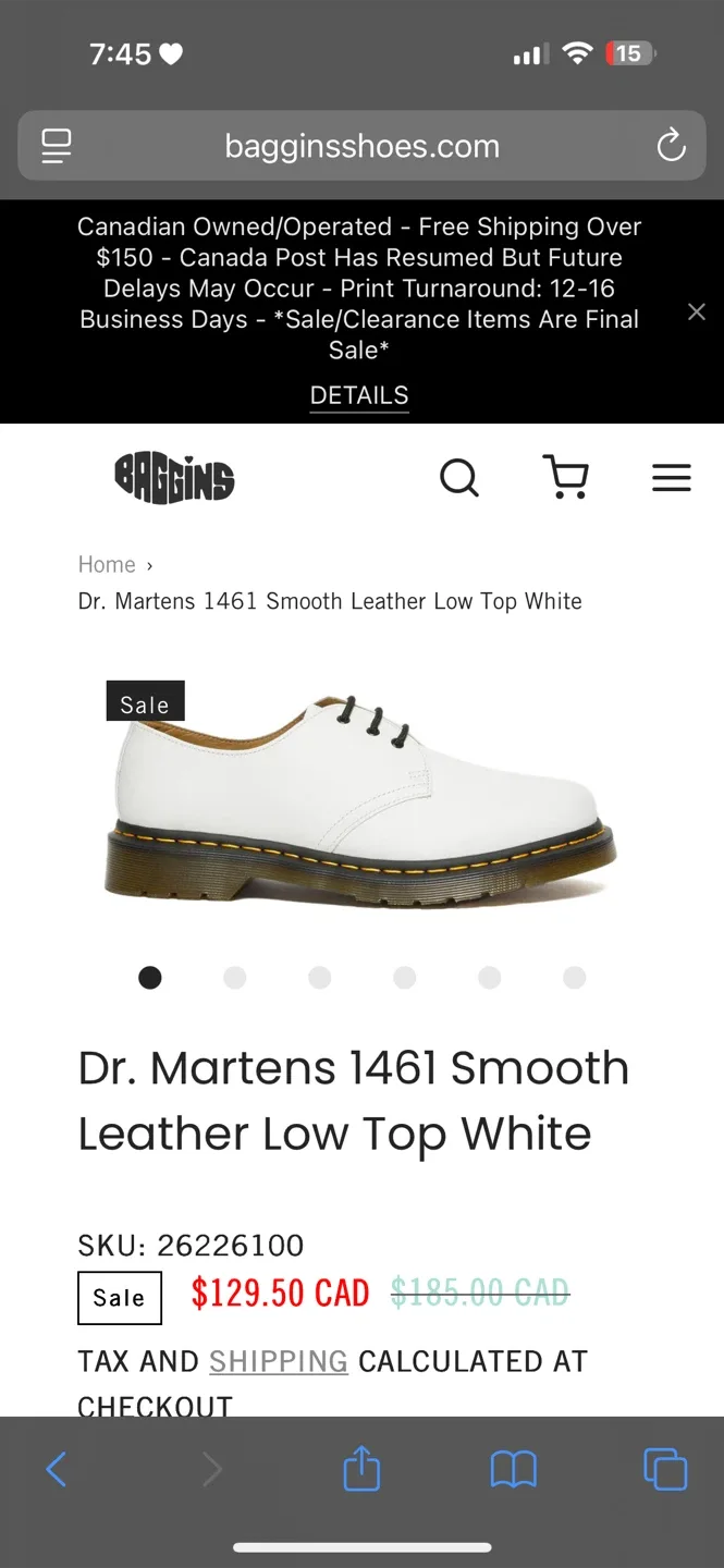 Dr. Martens Leather Low Top White