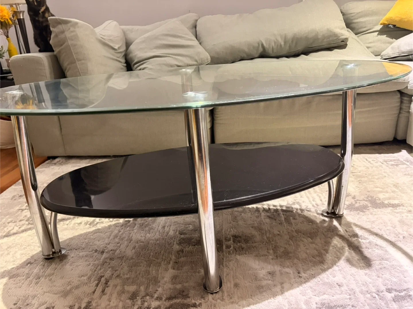 Oval Glass Coffee Table