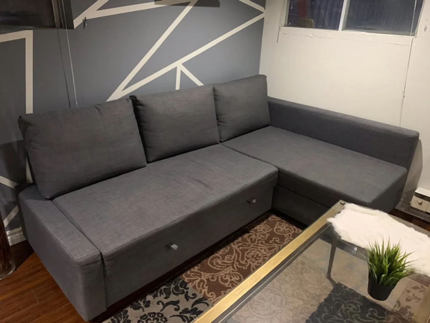 Grey Sectional Sofa Bed with Storage