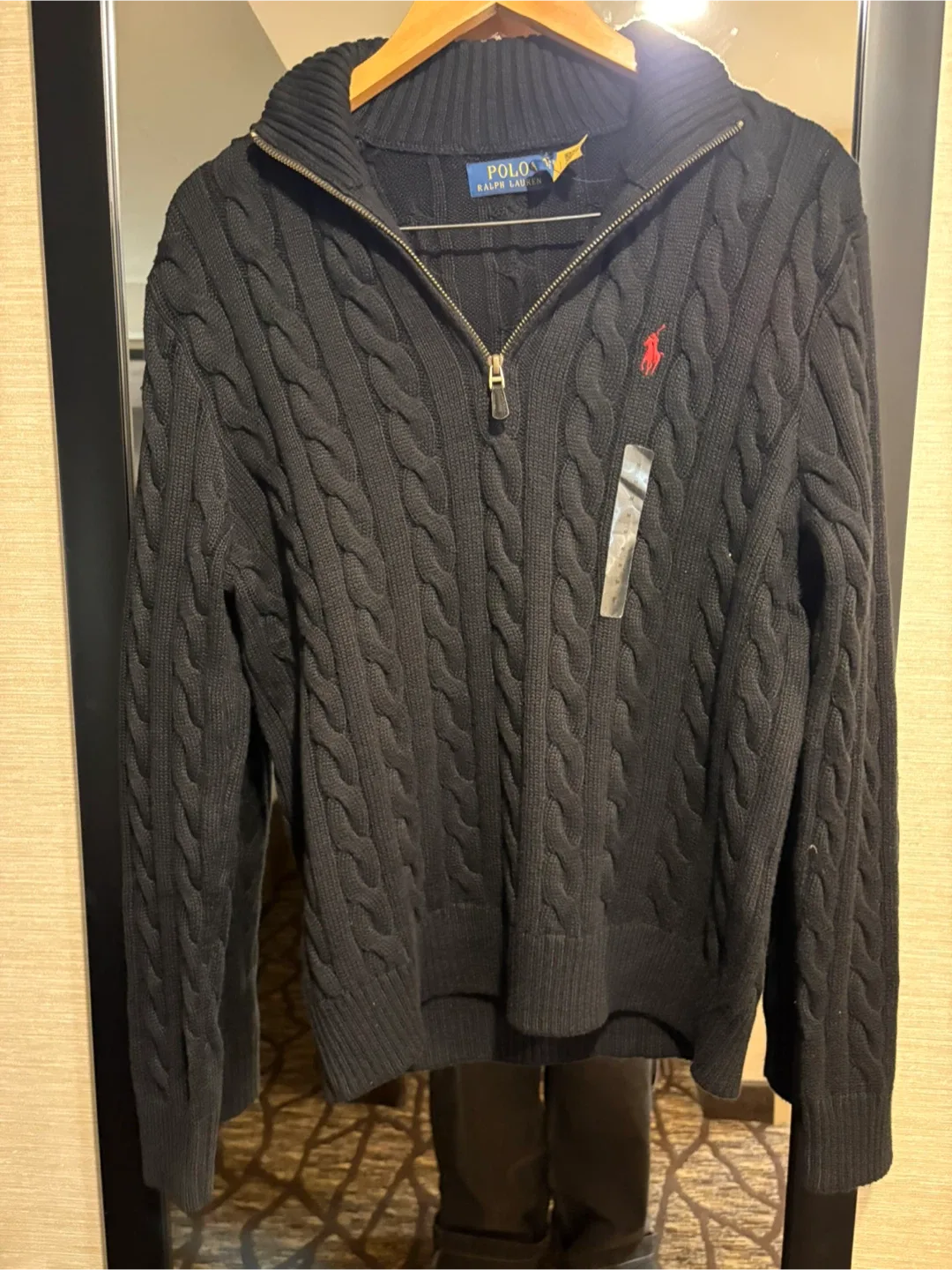 Polo Ralph Lauren Black Cable Knit Sweater - Size M