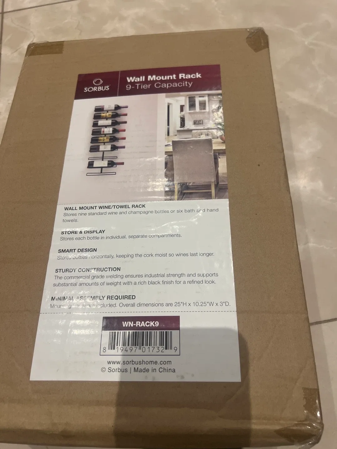 Sorbus Wall Mount Wine Rack - 9-Tier Capacity image indicator(2)
