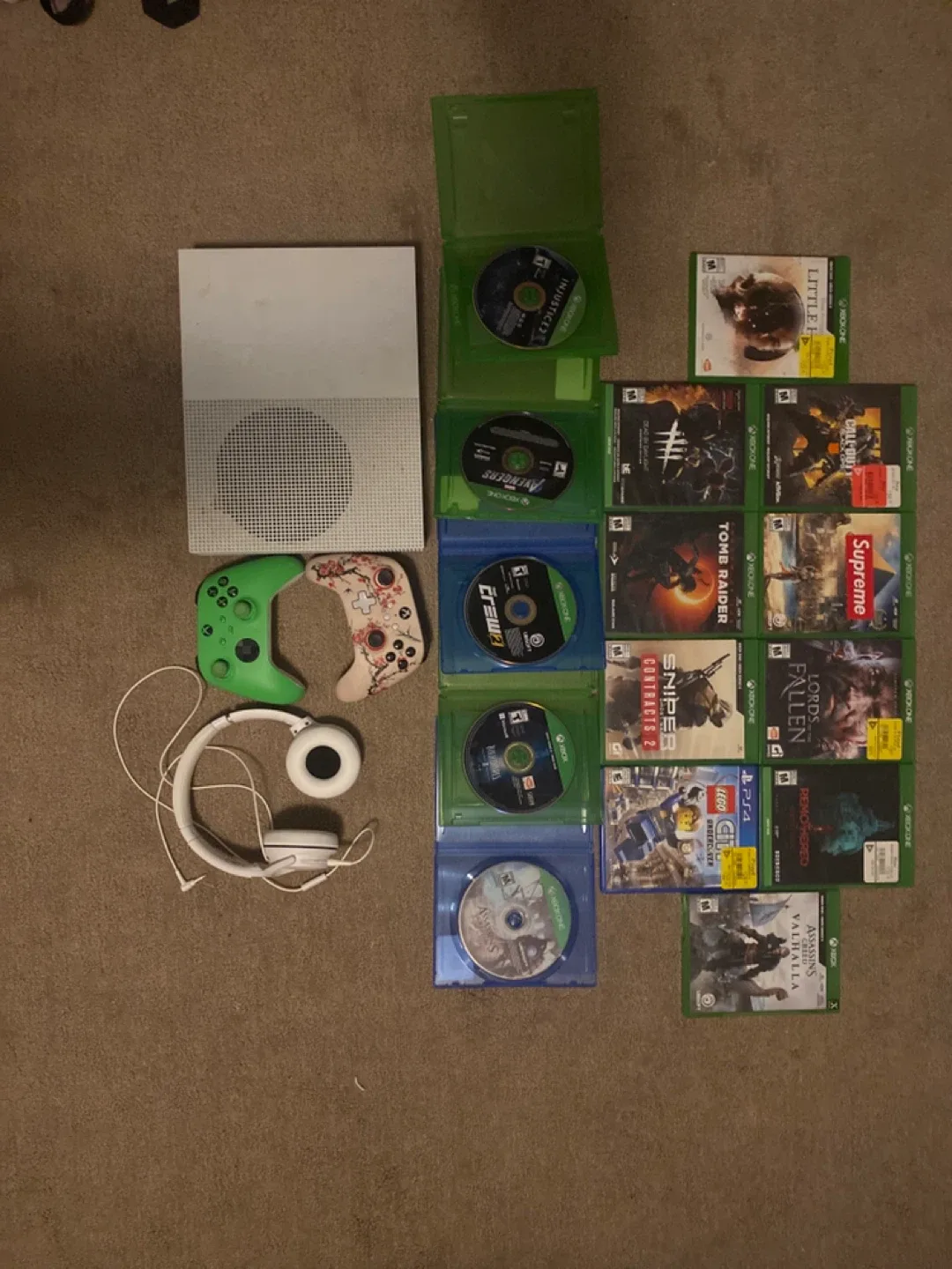Xbox One S Console, Games, Controllers & Headset