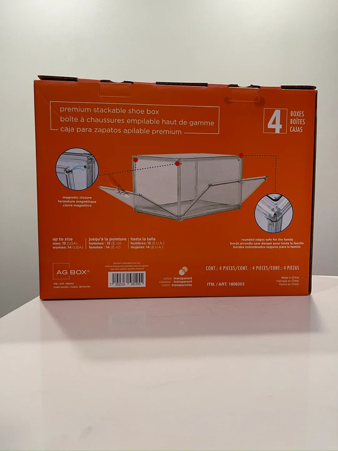 Premium transparent stackable shoe boxes- 4 boxes image indicator(3)