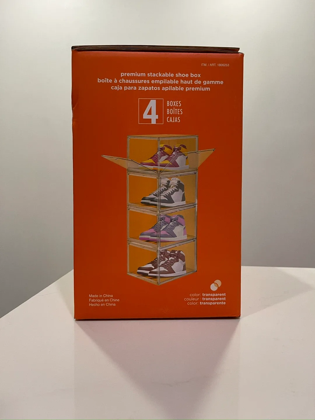 Premium transparent stackable shoe boxes- 4 boxes image indicator(2)