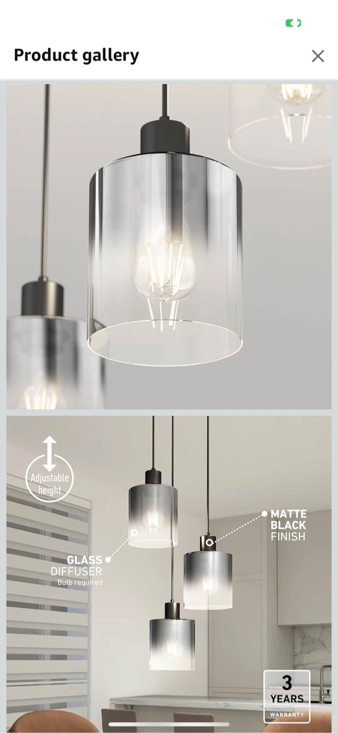 Artika Haze 3-Light Pendant Light - Matte Black - photo 2