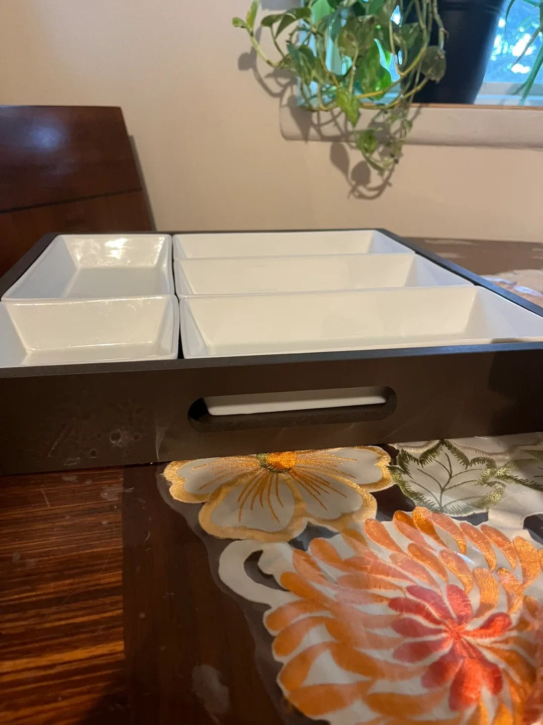 Serving Tray with White Dishes