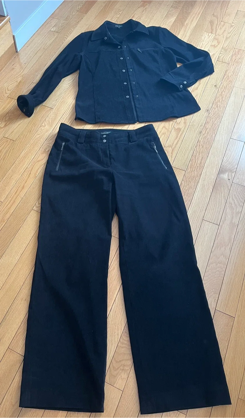 Black Suede Shirt & Pant Set