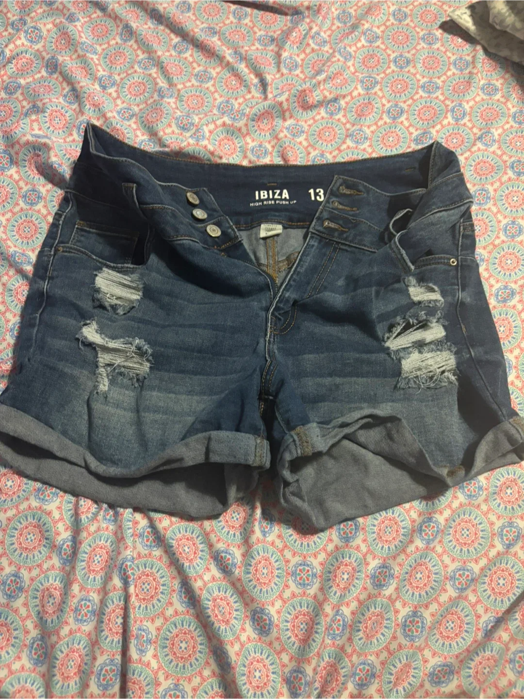 IBIZA High Rise Push Up Denim Shorts - Size 13