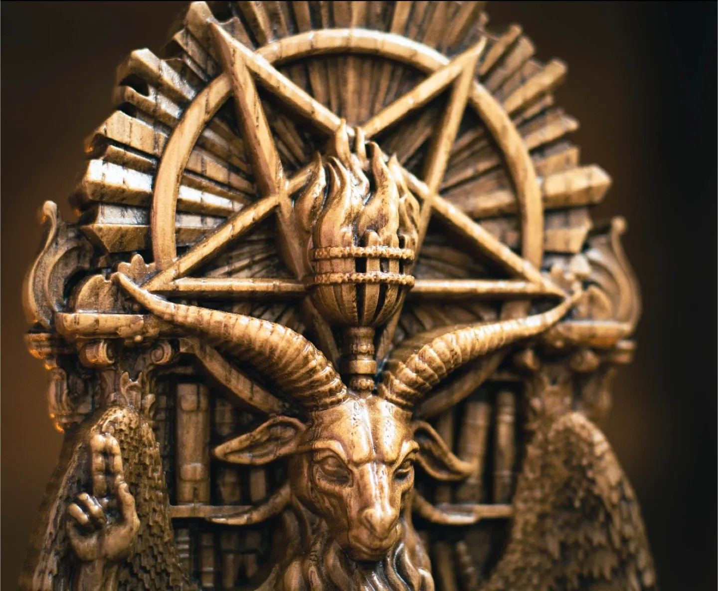 NEW Huge Baphomet Deity Occult Gothic Witch Wooden Altar Statue image indicator(5)