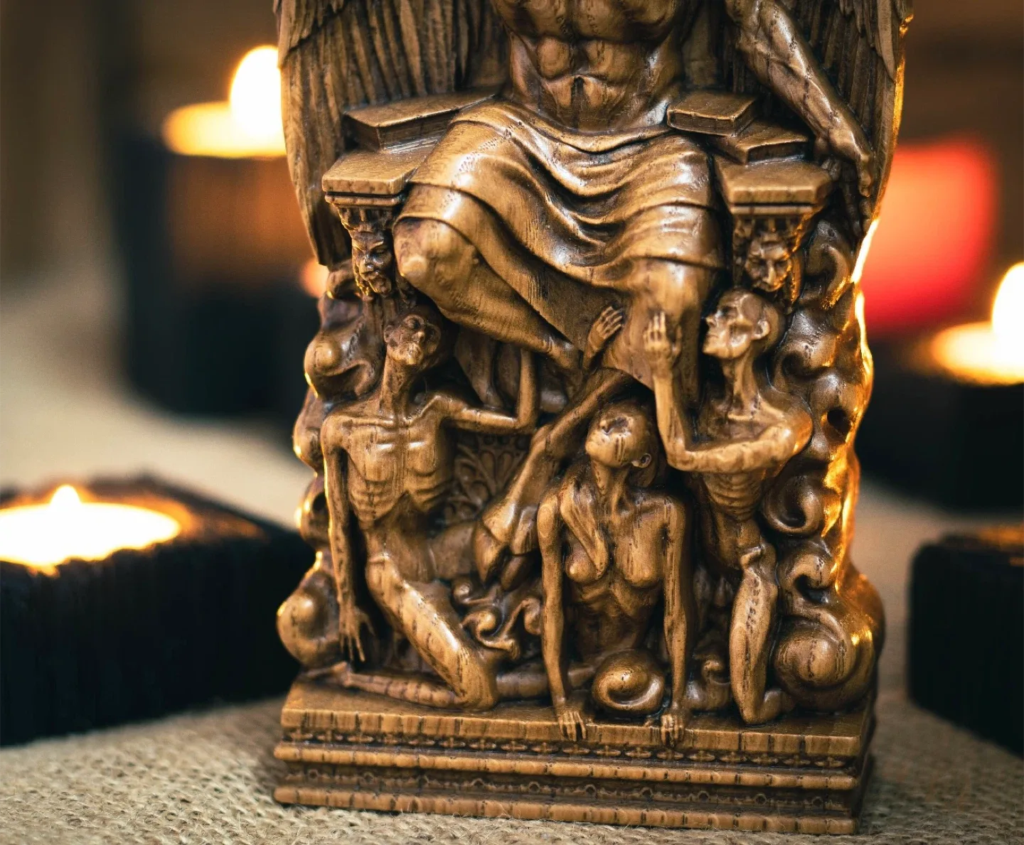 NEW Huge Baphomet Deity Occult Gothic Witch Wooden Altar Statue image indicator(6)