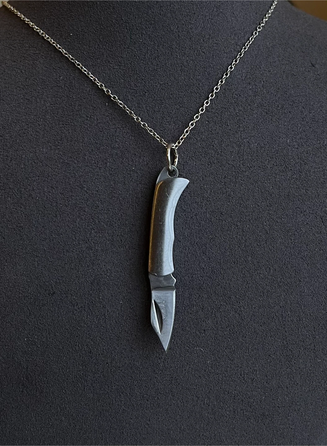 Pocket Knife Necklace. Chain not included.
