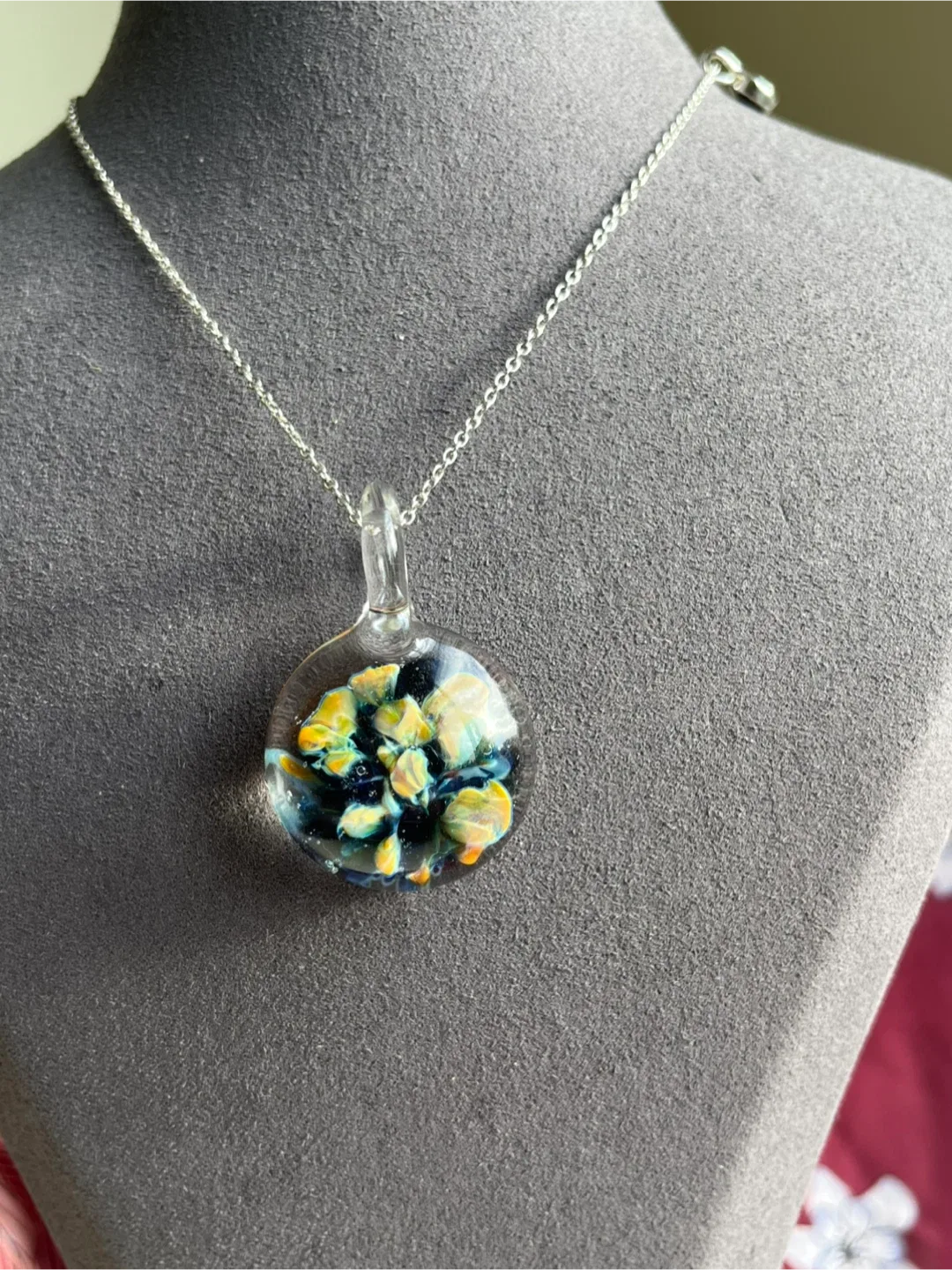 Handmade/Handblown Glass Pendant chain not included.