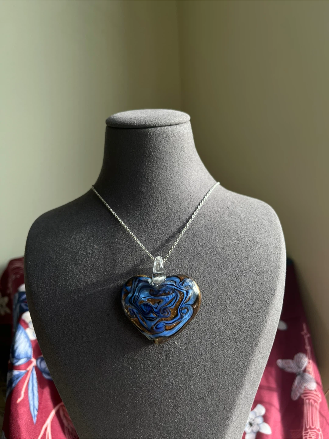 Make an offer: Heart Handblown Glass Pendant chain not included - photo 4