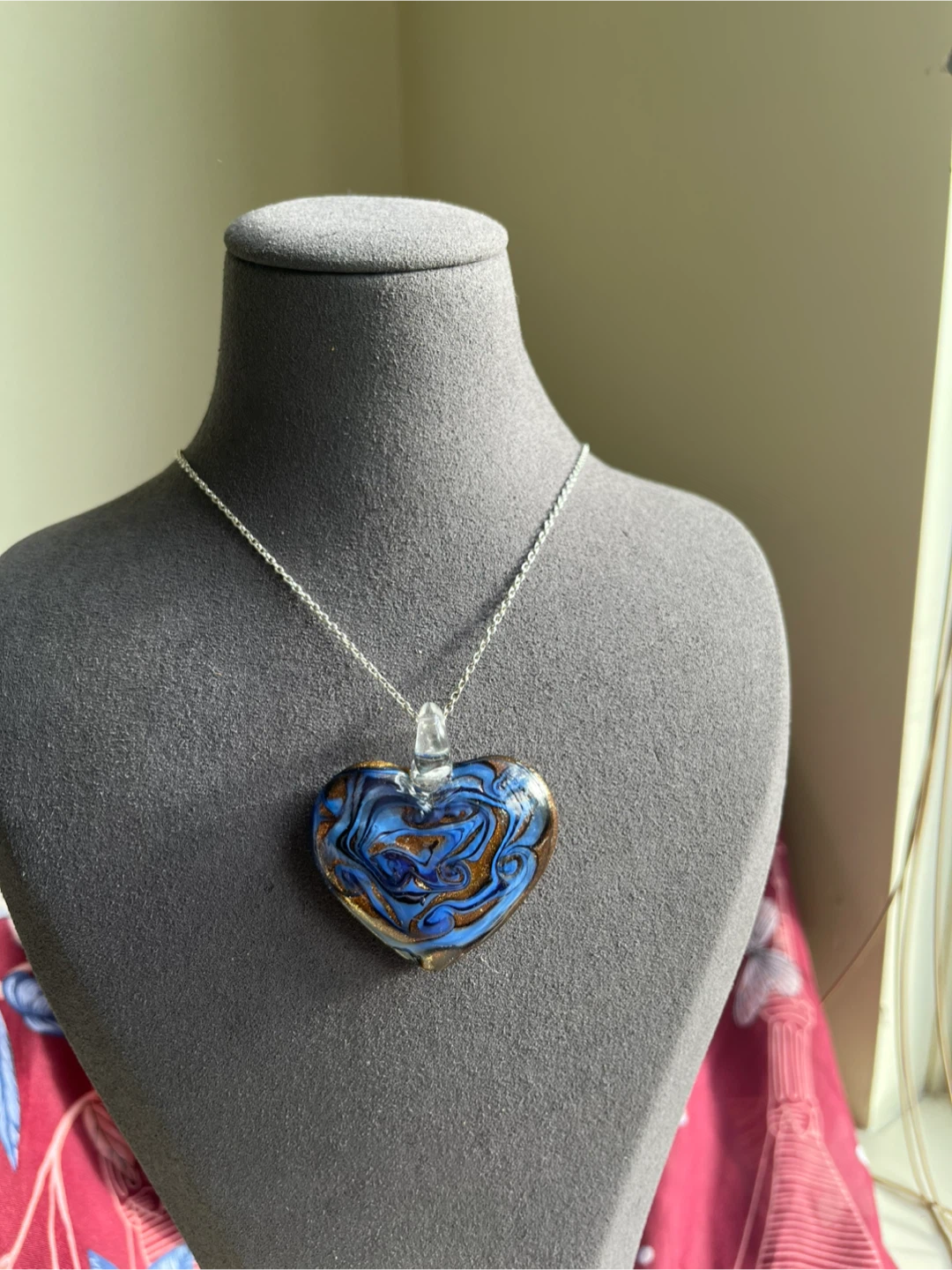 Make an offer: Heart Handblown Glass Pendant chain not included - photo 2