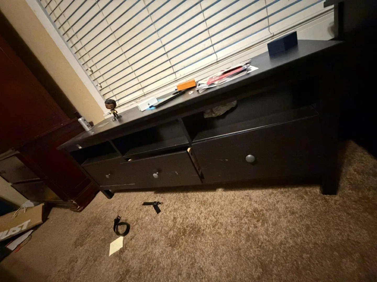 Dark Brown Dresser with Mirror & Nightstand