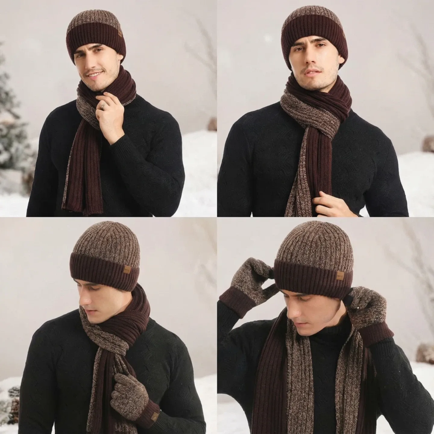 3 Pcs Winter Set: Hat, Scarf & Gloves image indicator(4)