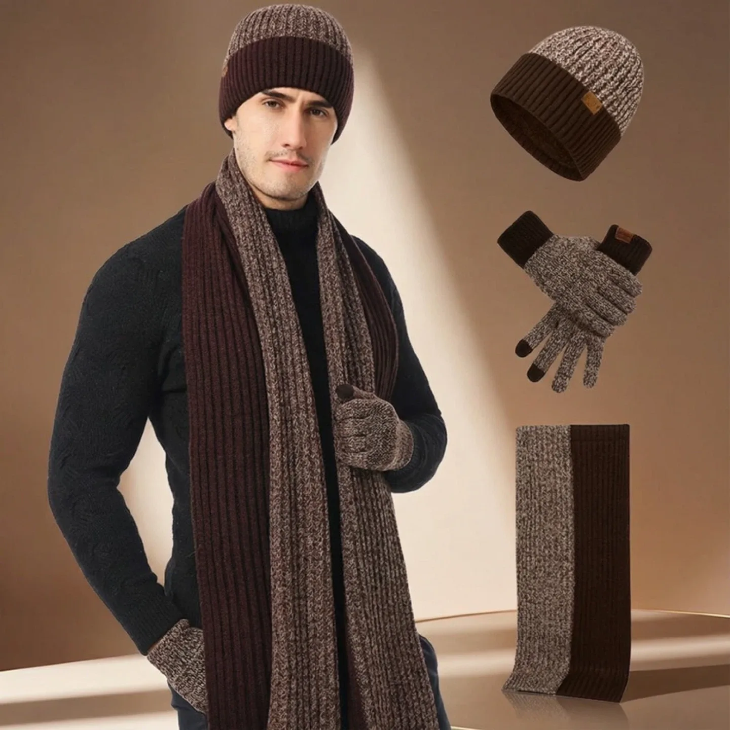 3 Pcs Winter Set: Hat, Scarf & Gloves image indicator(2)