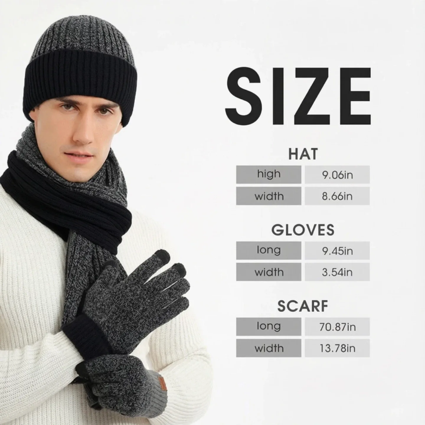 3 Pcs Winter Set: Hat, Scarf & Gloves image indicator(5)