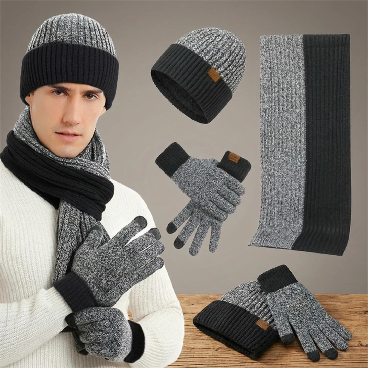 3 Pcs Winter Set: Hat, Scarf & Gloves