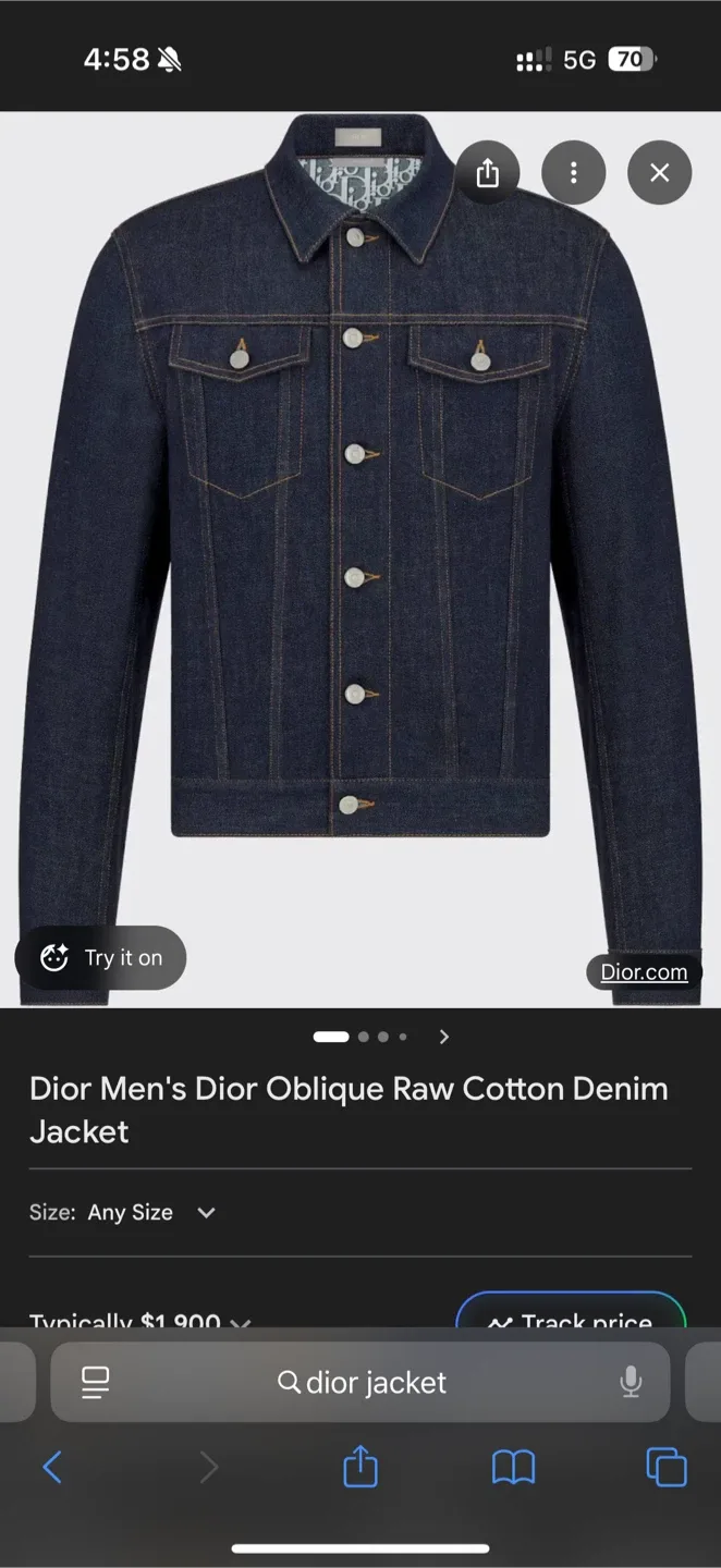 Dior Men's Oblique Raw Cotton Denim Jacket