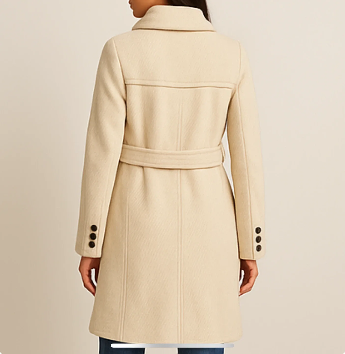 SOIA & KYO Ivory Wool-Cashmere Belted Winter Long Coat image indicator(2)