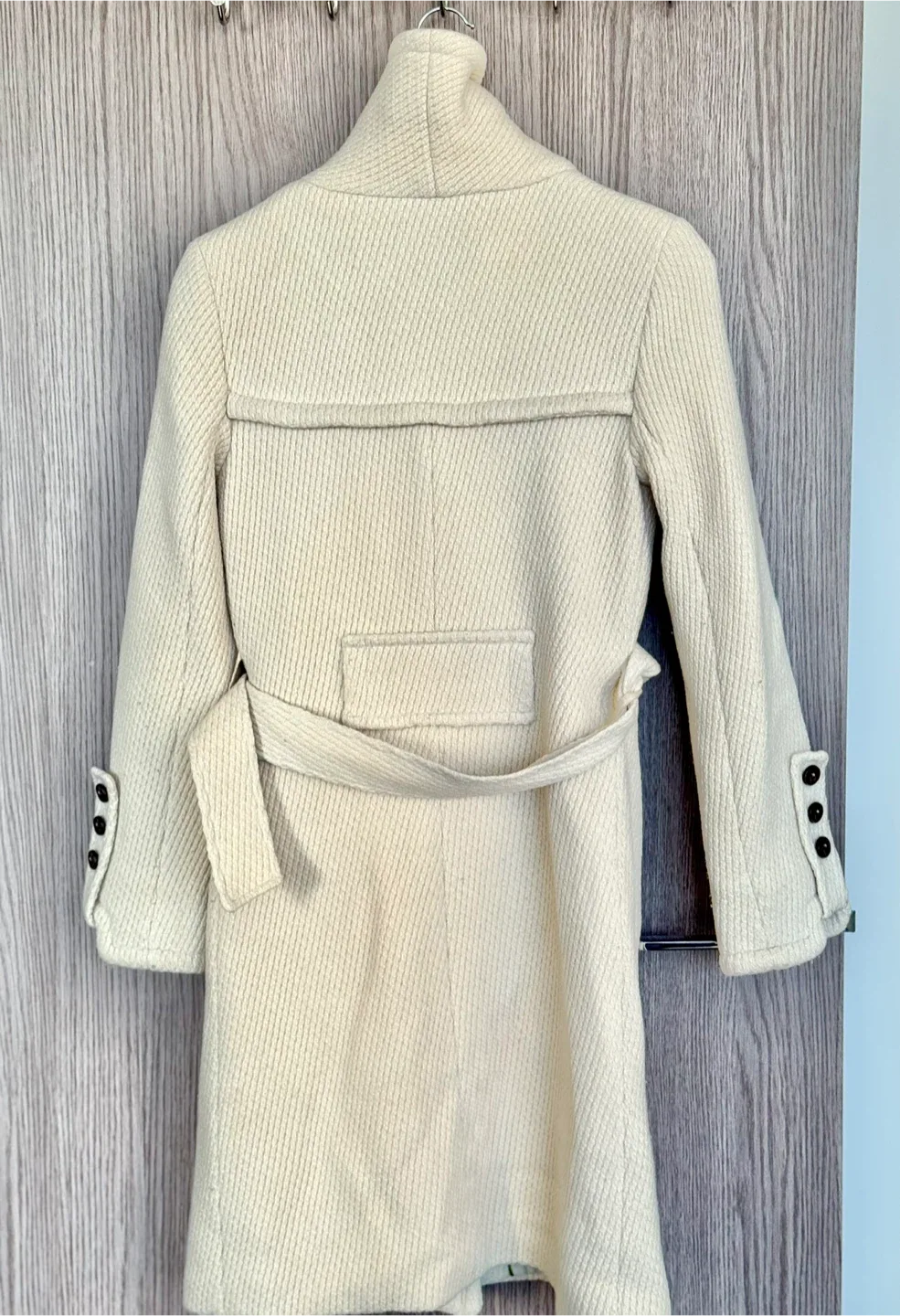 SOIA & KYO Ivory Wool-Cashmere Belted Winter Long Coat image indicator(4)
