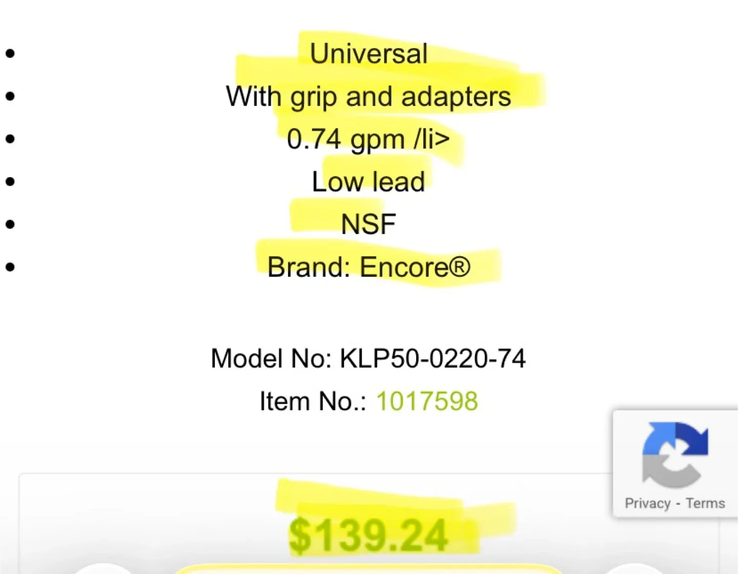 Encore KLP50-0220-74 Spray Valve Assembly - NEW! image indicator(4)