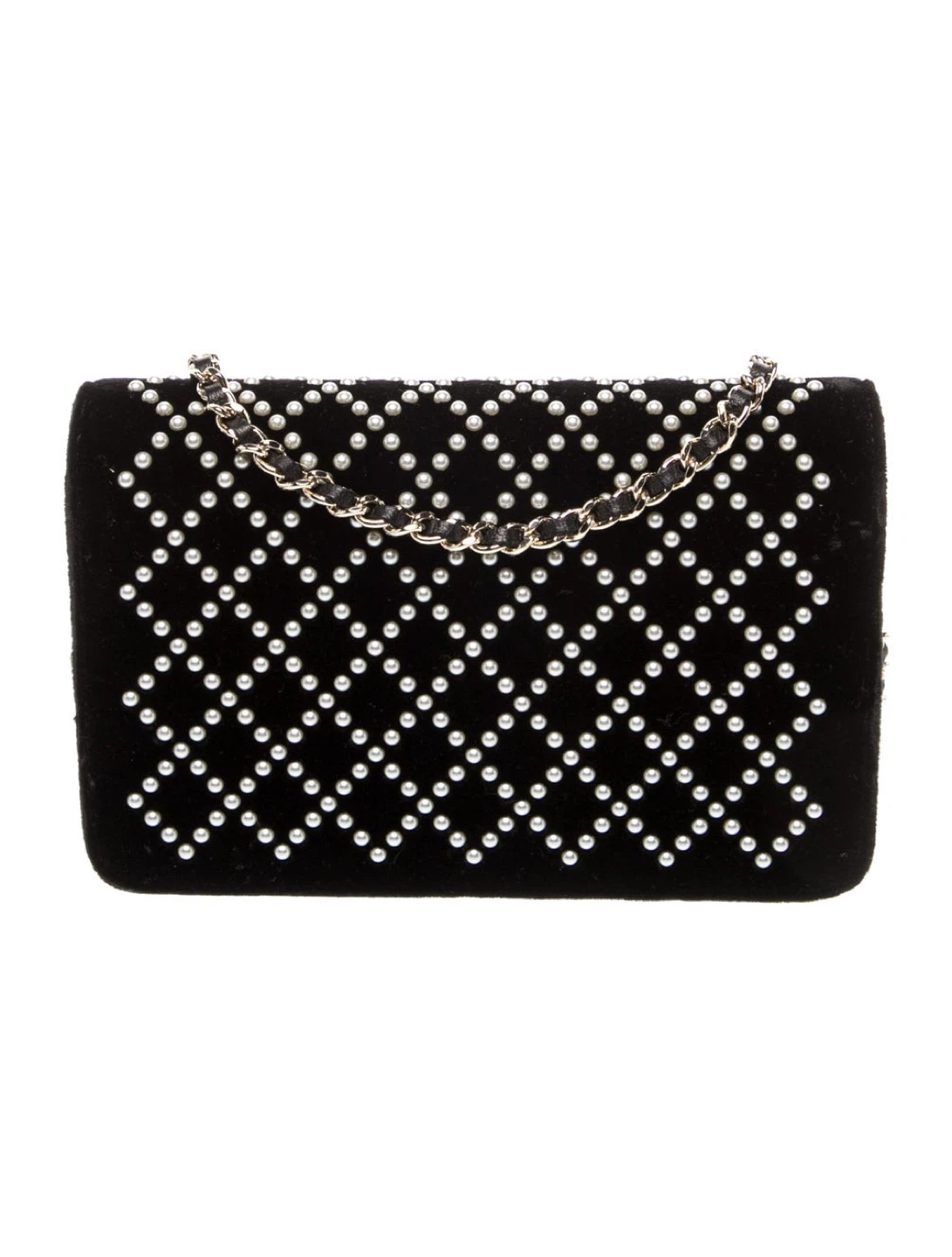 Chanel Velvet Pearl Embellished Wallet on Chain - photo 4