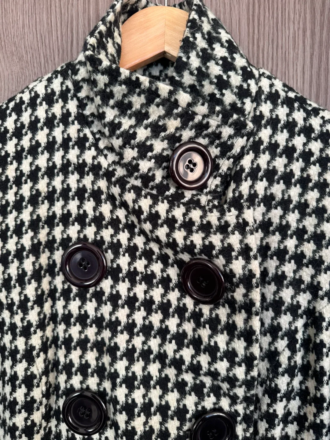 WOS Houndstooth Double Breasted Stylish Coat - Fall/Winter image indicator(4)