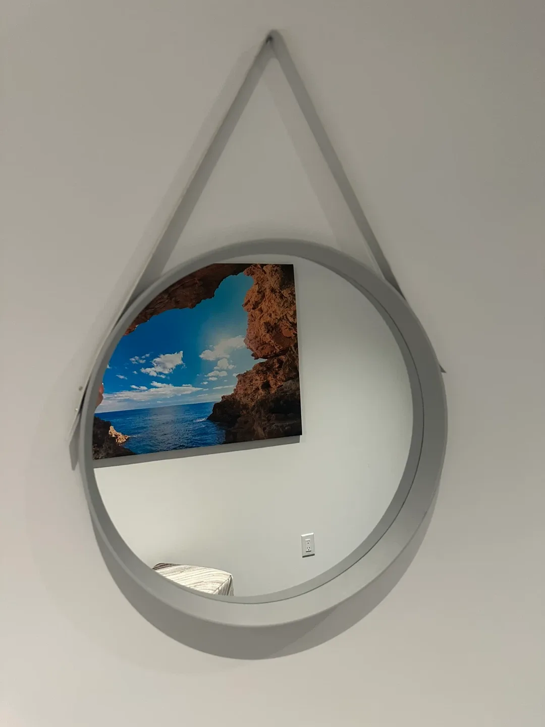 Round Wall Mirror with Strap - 52 cm