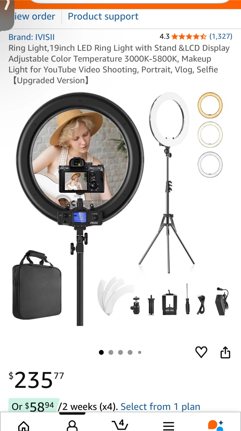 IVISII 19inch LED Ring Light with Stand