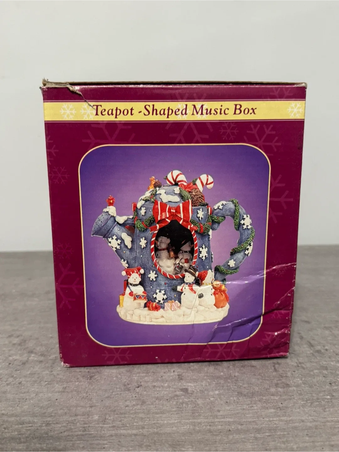Teapot Shaped Snowman Musical Box
