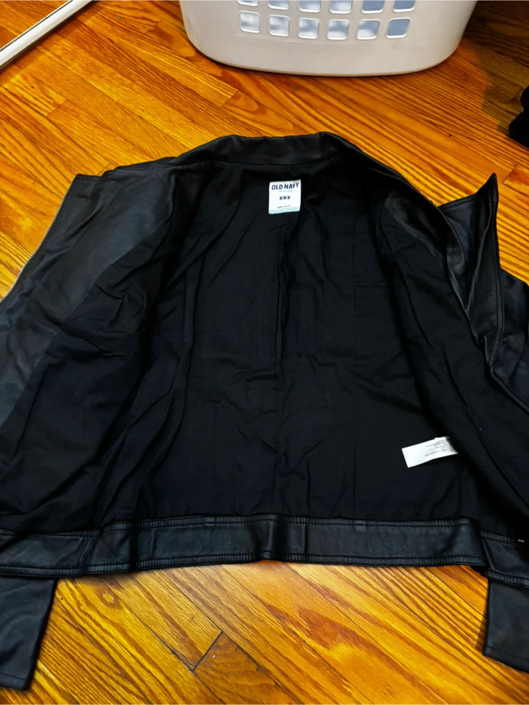 Old Navy Black Faux Leather Jacket - Size M image indicator(2)