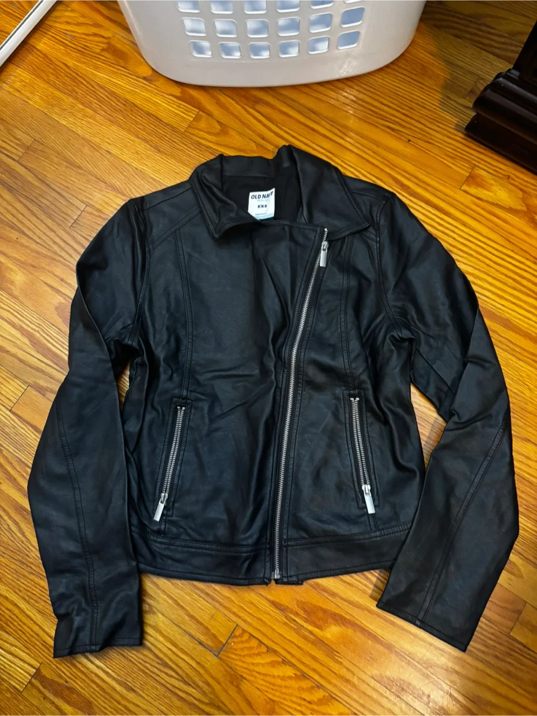 Old Navy Black Faux Leather Jacket - Size M