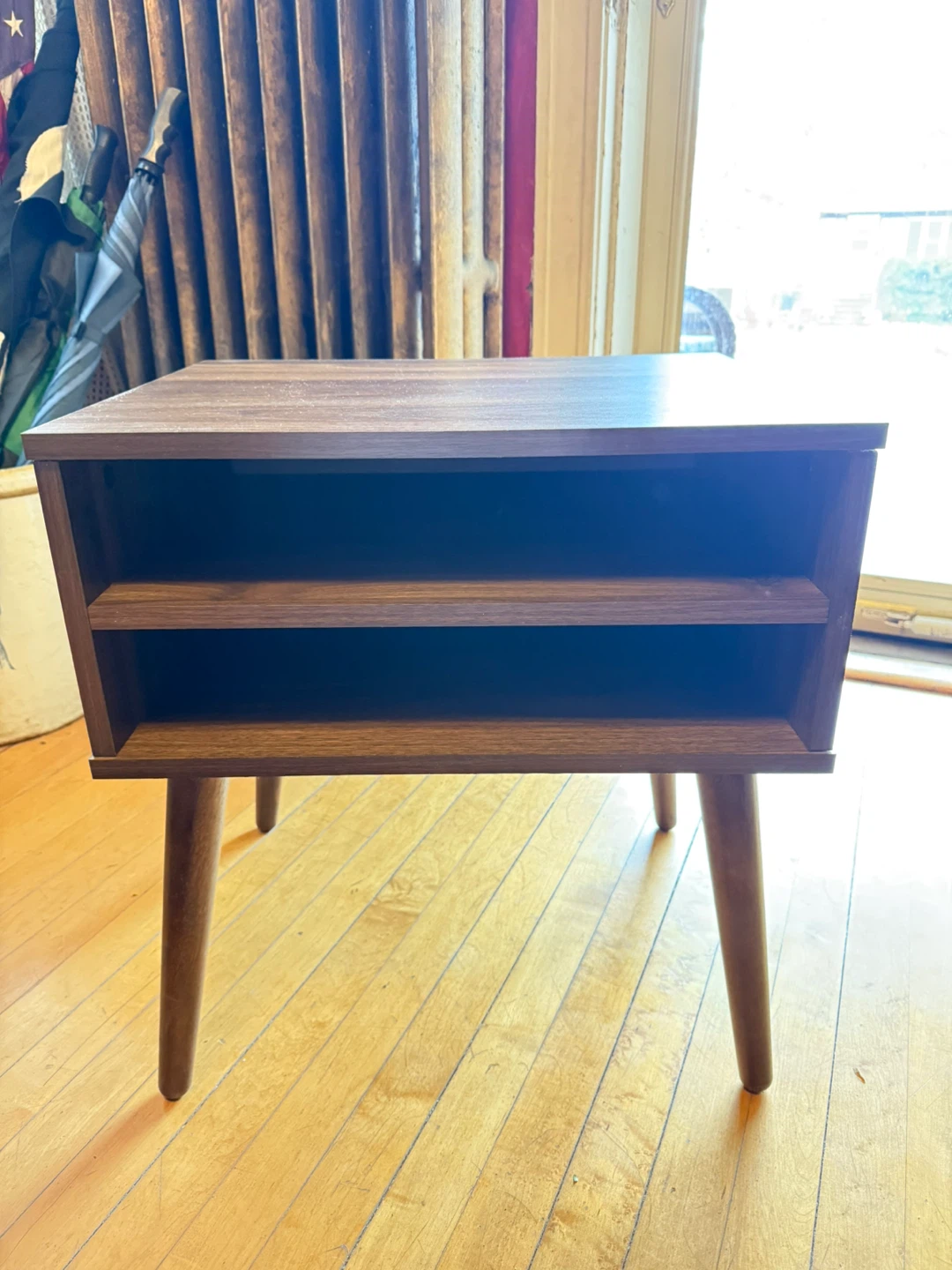 Pair of Dark Brown End Table with Shelf