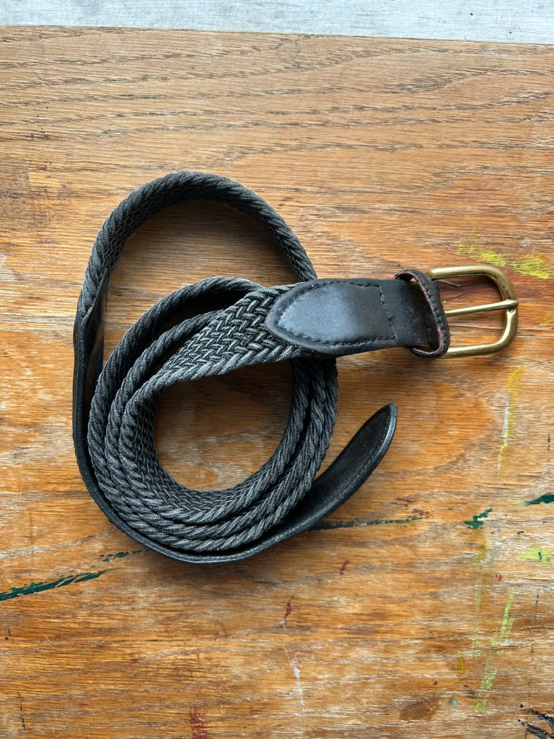 Woven Belt with Leather Accents
