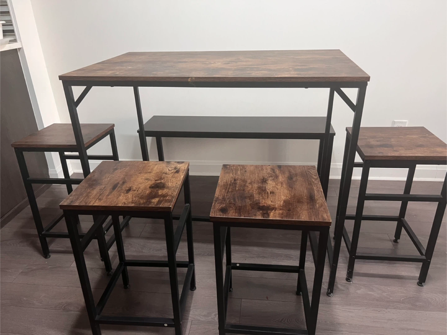 5-Piece Counter Height Dining Set - Brown/Black