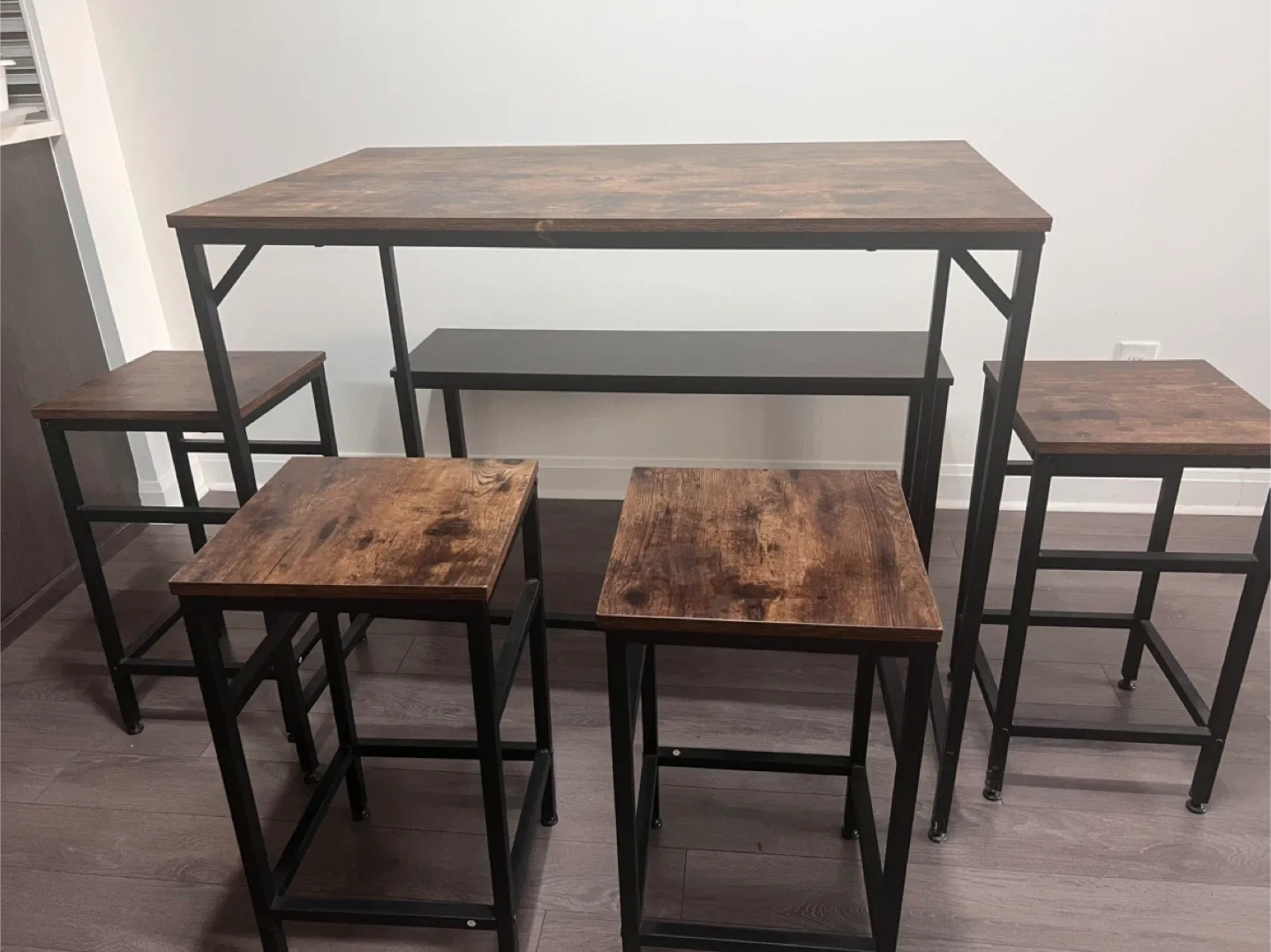 5-Piece Counter Height Dining Set - Brown/Black