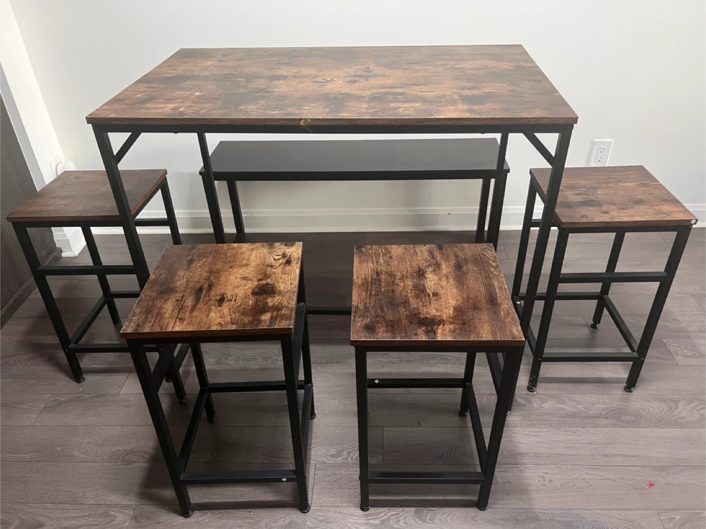 5-Piece Counter Height Dining Set - Brown/Black - photo 3