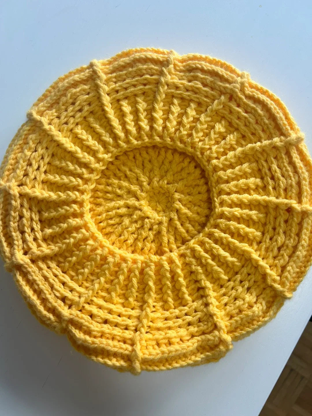 Handmade Yellow Crochet beret hat image indicator(2)
