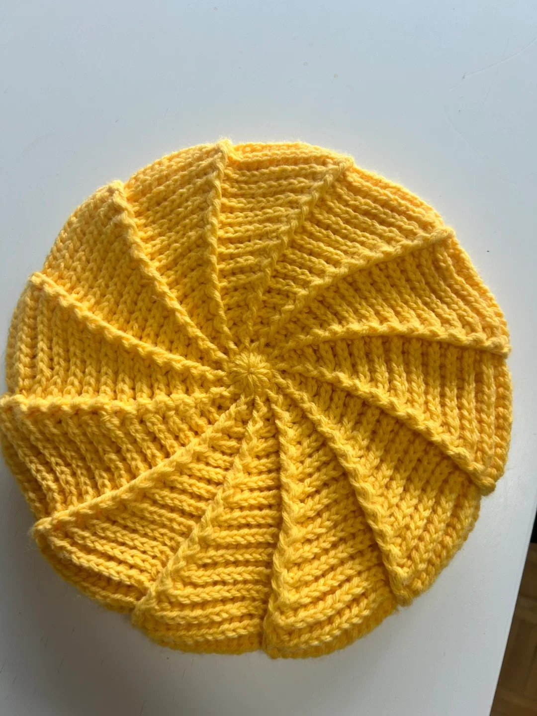 Handmade Yellow Crochet beret hat