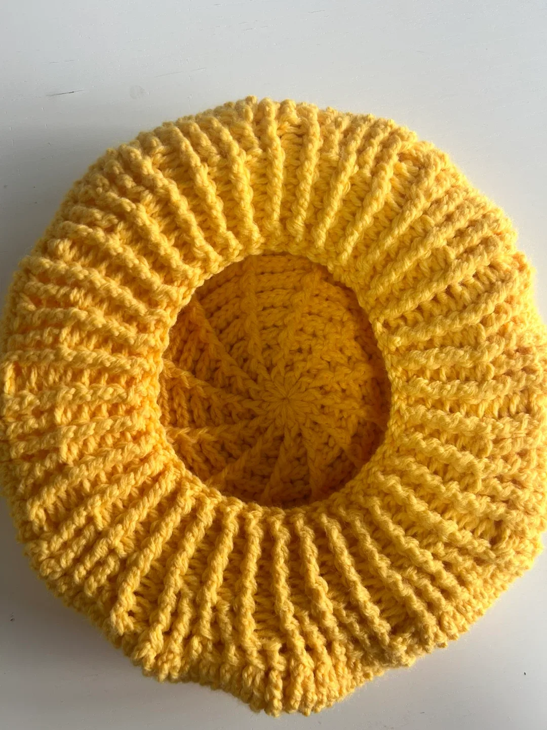 Handmade Yellow Crochet beret hat image indicator(4)