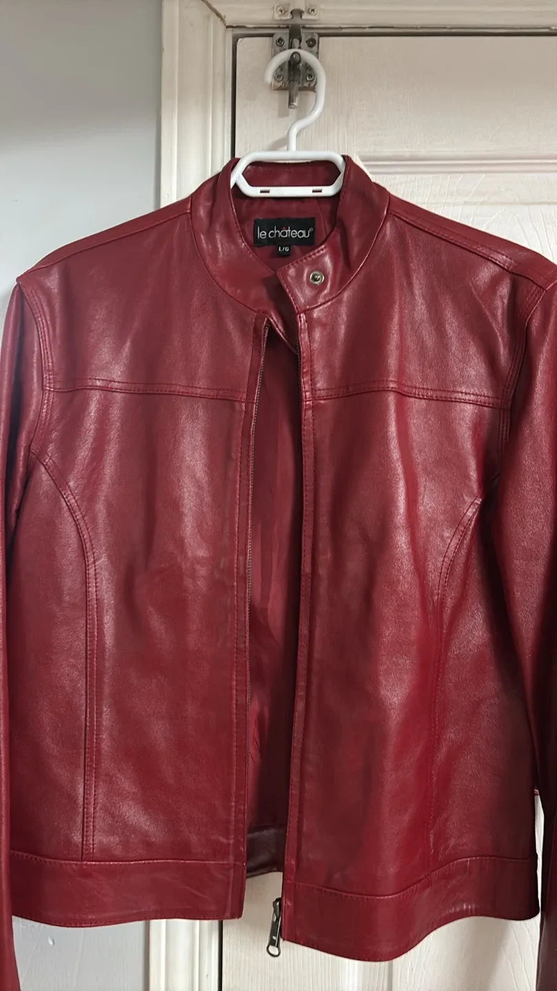 Le Chateau Red Leather Jacket - Size L/G