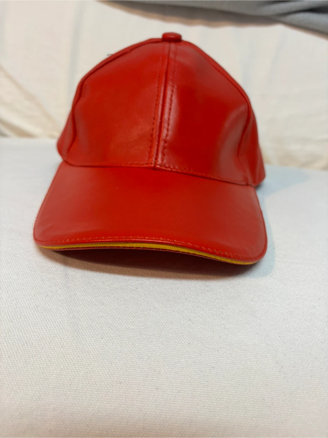Red Leather Baseball Cap - photo 2