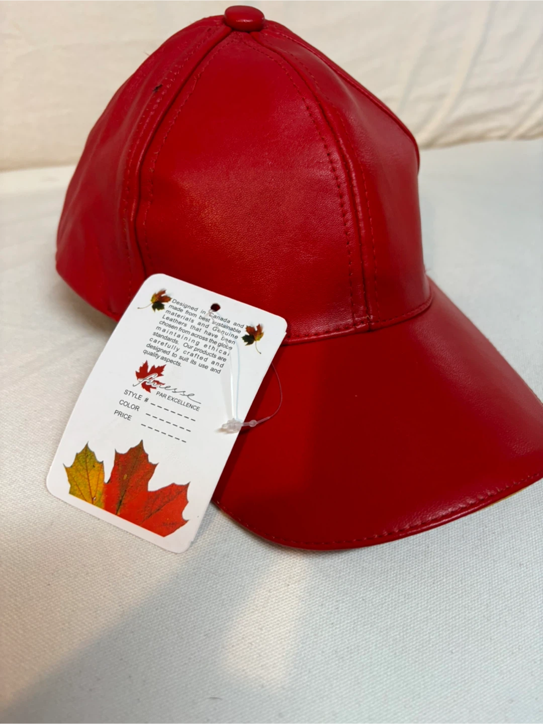 Red Leather Baseball Cap - photo 3