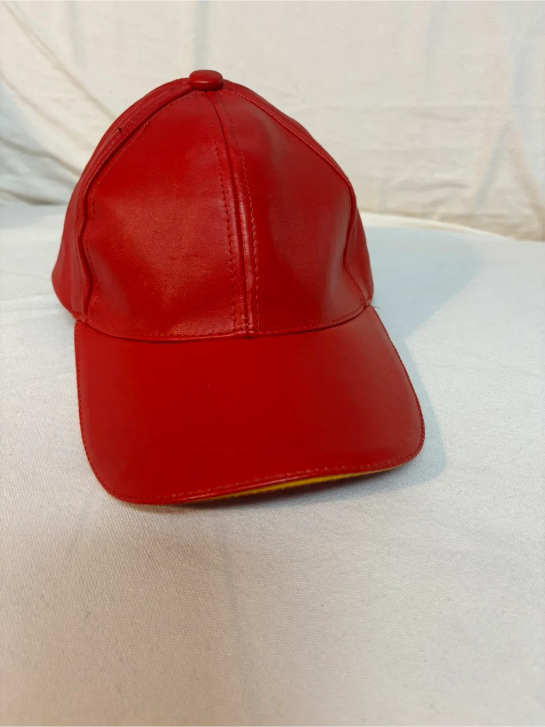 Red Leather Baseball Cap