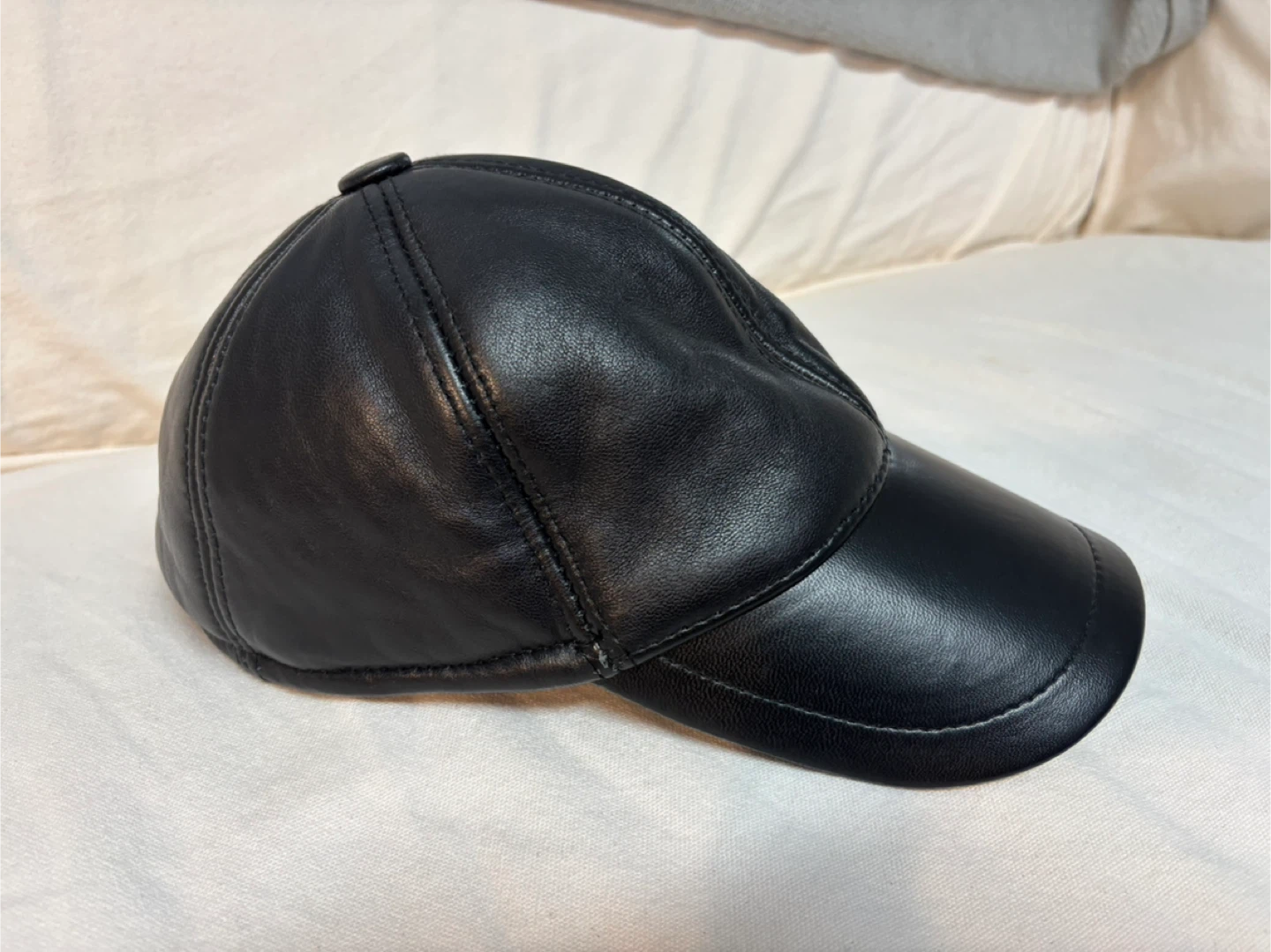Black Leather Baseball Cap - photo 3