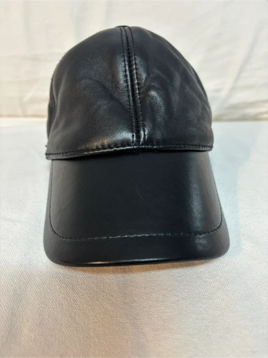 Black Leather Baseball Cap
