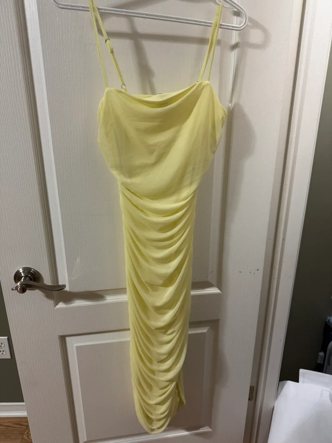 Oh Polly Yellow Ruched Bodycon Dress